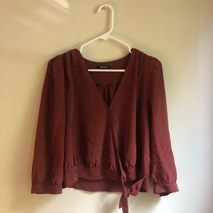 Madewell silk tie front shirt